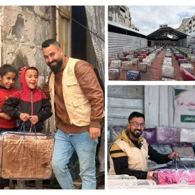 نزرع الدفءٌ في قلوب المحتاجين : توزيع أكثر من 1,000 بطانية للأسر النازحة في شمال قطاع غزة