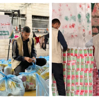 العطاء في أحلك الأوقات ... توزيع الطرود الغذائية على النازحين في خيام غزة