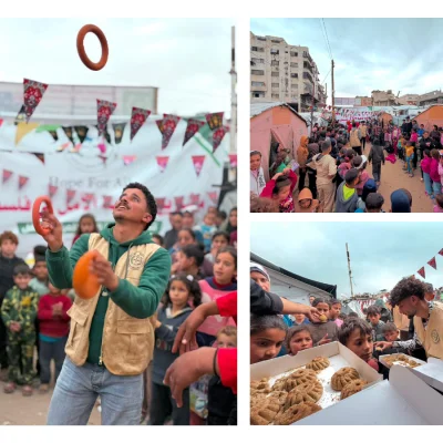 في صباح عيد الفطر السعيد ، طرقت الضحكة أبواب المخيمات